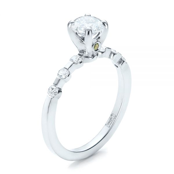 Custom Diamond and Peridot Engagement Ring - Image