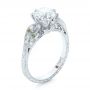  Platinum Custom Diamond And Peridot Engagement Ring - Three-Quarter View -  102137 - Thumbnail