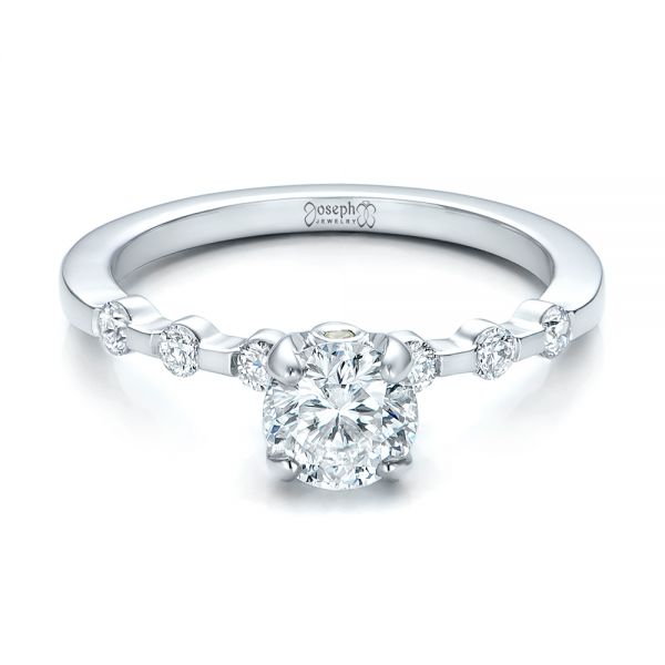 18k White Gold 18k White Gold Custom Diamond And Peridot Engagement Ring - Flat View -  101237