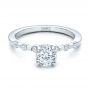 14k White Gold Custom Diamond And Peridot Engagement Ring - Flat View -  101237 - Thumbnail