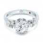 18k White Gold 18k White Gold Custom Diamond And Peridot Engagement Ring - Flat View -  102137 - Thumbnail
