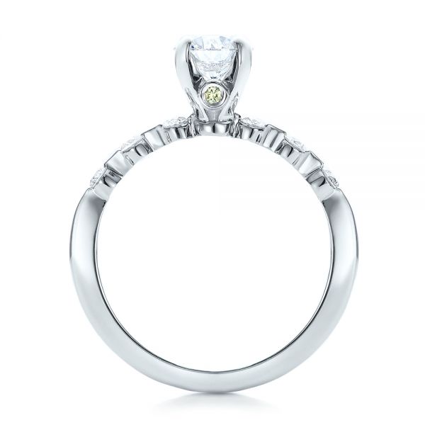 14k White Gold Custom Diamond And Peridot Engagement Ring - Front View -  101237