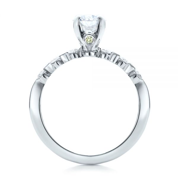 14k White Gold Custom Diamond And Peridot Engagement Ring - Front View - 101237