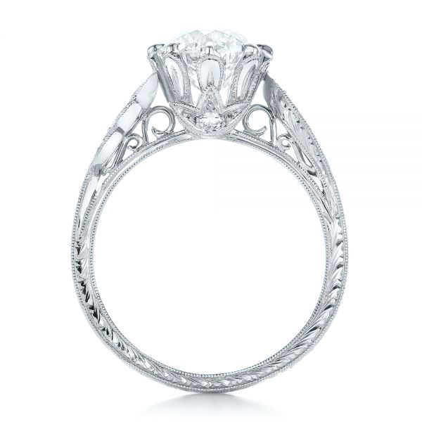  Platinum Custom Diamond And Peridot Engagement Ring - Front View -  102137