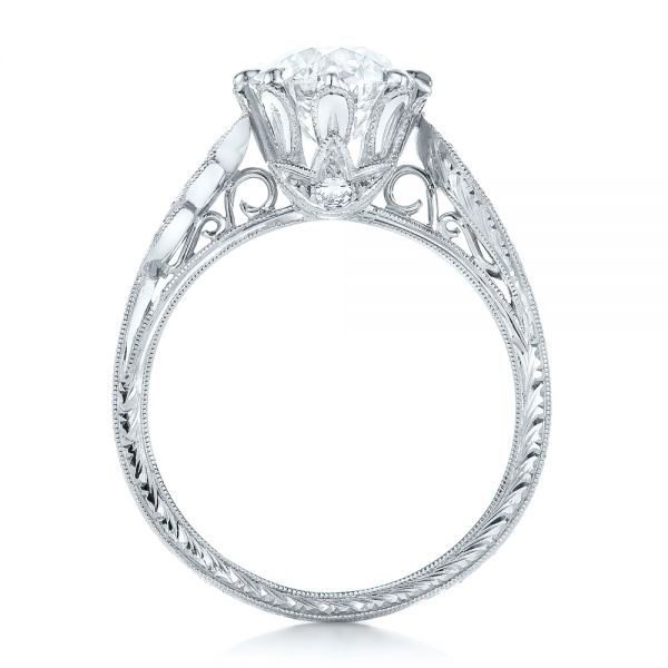 Platinum Custom Diamond And Peridot Engagement Ring - Front View - 102137