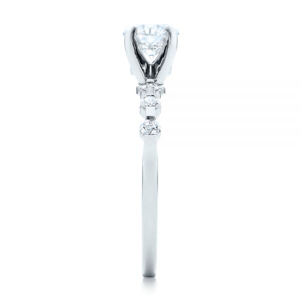 14k White Gold Custom Diamond And Peridot Engagement Ring - Side View -  101237