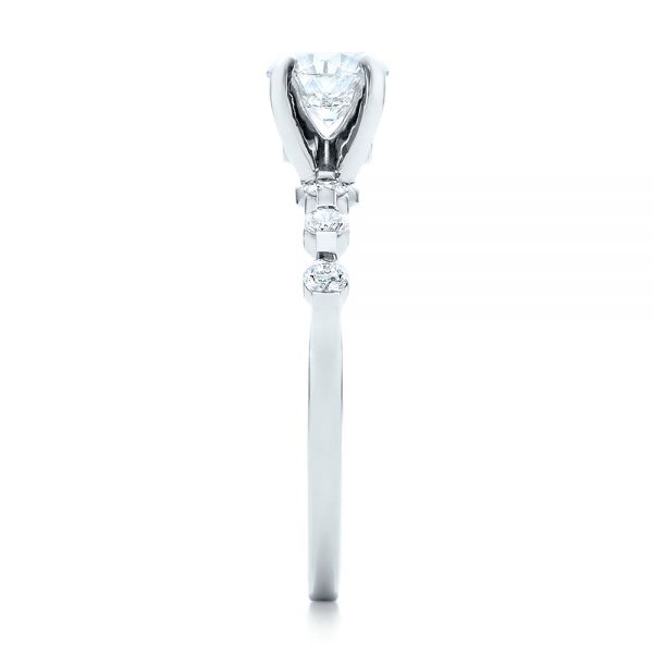 14k White Gold Custom Diamond And Peridot Engagement Ring - Side View - 101237