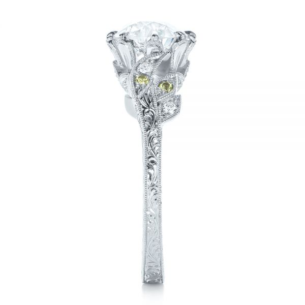 14k White Gold 14k White Gold Custom Diamond And Peridot Engagement Ring - Side View -  102137