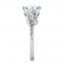  Platinum Custom Diamond And Peridot Engagement Ring - Side View -  102137 - Thumbnail