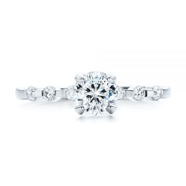 14k White Gold Custom Diamond And Peridot Engagement Ring - Top View -  101237