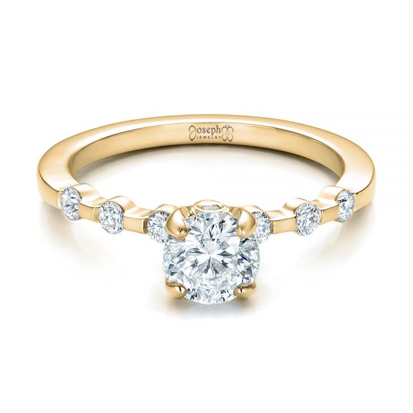 14k Yellow Gold 14k Yellow Gold Custom Diamond And Peridot Engagement Ring - Flat View -  101237