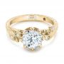 18k Yellow Gold 18k Yellow Gold Custom Diamond And Peridot Engagement Ring - Flat View -  102137 - Thumbnail