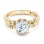 14k Yellow Gold 14k Yellow Gold Custom Diamond And Peridot Engagement Ring - Flat View -  102137 - Thumbnail