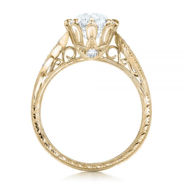 18k Yellow Gold 18k Yellow Gold Custom Diamond And Peridot Engagement Ring - Front View -  102137