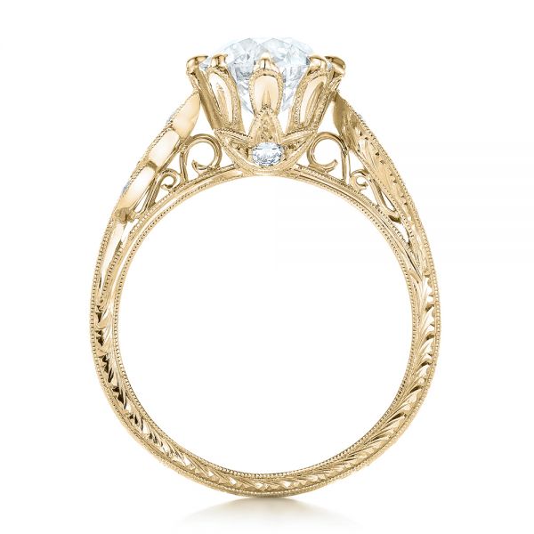 14k Yellow Gold 14k Yellow Gold Custom Diamond And Peridot Engagement Ring - Front View - 102137