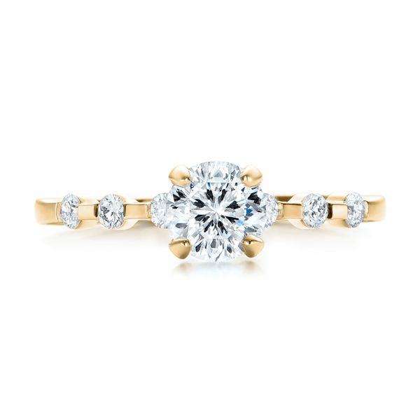 14k Yellow Gold 14k Yellow Gold Custom Diamond And Peridot Engagement Ring - Top View - 101237