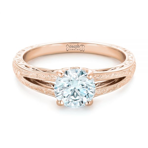 14k Rose Gold 14k Rose Gold Custom Diamond And Pink Sapphire Engagement Ring - Flat View - 102355