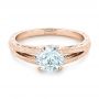 18k Rose Gold 18k Rose Gold Custom Diamond And Pink Sapphire Engagement Ring - Flat View -  102355 - Thumbnail
