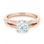 14k Rose Gold 14k Rose Gold Custom Diamond And Pink Sapphire Engagement Ring - Flat View -  102355 - Thumbnail