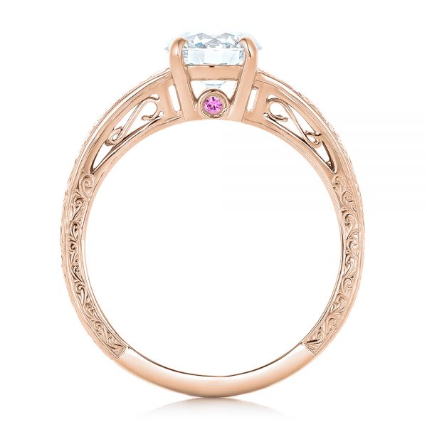 14k Rose Gold 14k Rose Gold Custom Diamond And Pink Sapphire Engagement Ring - Front View -  102355