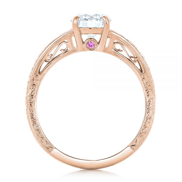 14k Rose Gold 14k Rose Gold Custom Diamond And Pink Sapphire Engagement Ring - Front View - 102355