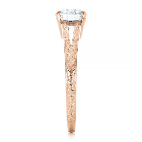 14k Rose Gold 14k Rose Gold Custom Diamond And Pink Sapphire Engagement Ring - Side View - 102355