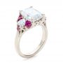 14k White Gold Custom Diamond And Pink Sapphire Engagement Ring - Three-Quarter View -  101748 - Thumbnail