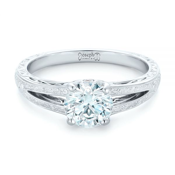 14k White Gold 14k White Gold Custom Diamond And Pink Sapphire Engagement Ring - Flat View -  102355