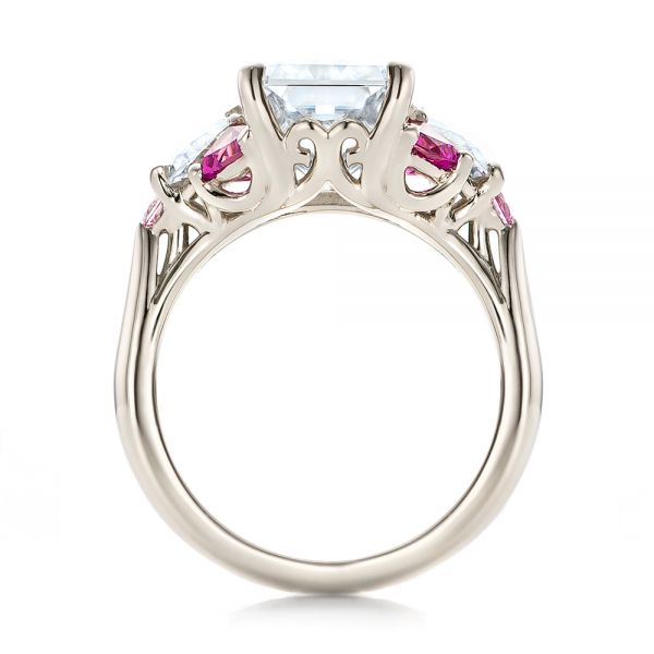  Platinum Platinum Custom Diamond And Pink Sapphire Engagement Ring - Front View -  101748