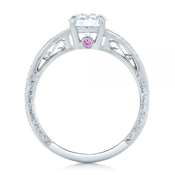 18k White Gold 18k White Gold Custom Diamond And Pink Sapphire Engagement Ring - Front View -  102355