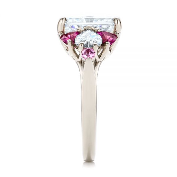 18k White Gold 18k White Gold Custom Diamond And Pink Sapphire Engagement Ring - Side View -  101748