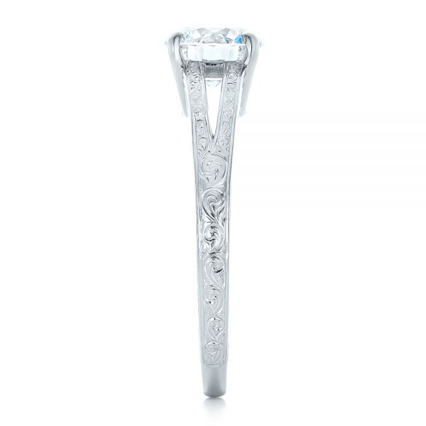  Platinum Custom Diamond And Pink Sapphire Engagement Ring - Side View -  102355