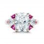 14k White Gold Custom Diamond And Pink Sapphire Engagement Ring - Top View -  101748 - Thumbnail