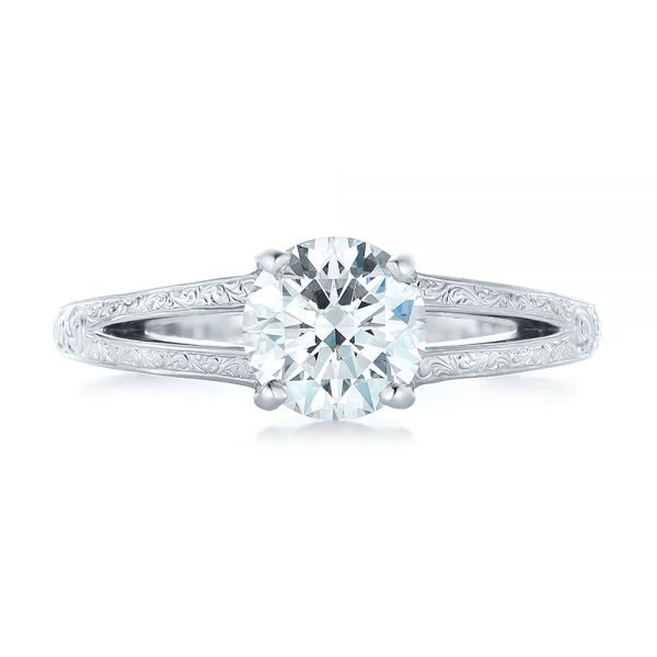  Platinum Custom Diamond And Pink Sapphire Engagement Ring - Top View -  102355