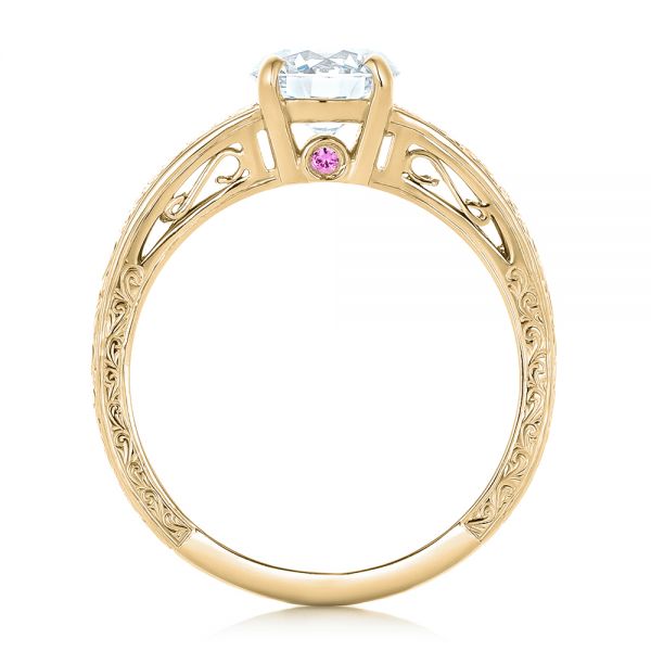 14k Yellow Gold 14k Yellow Gold Custom Diamond And Pink Sapphire Engagement Ring - Front View - 102355
