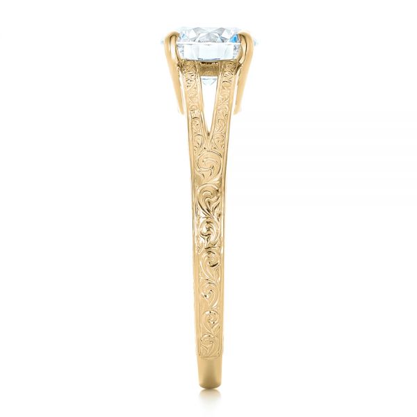 14k Yellow Gold 14k Yellow Gold Custom Diamond And Pink Sapphire Engagement Ring - Side View - 102355