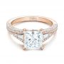 14k Rose Gold 14k Rose Gold Custom Diamond And Pink Tourmaline Engagement Ring - Flat View -  102324 - Thumbnail