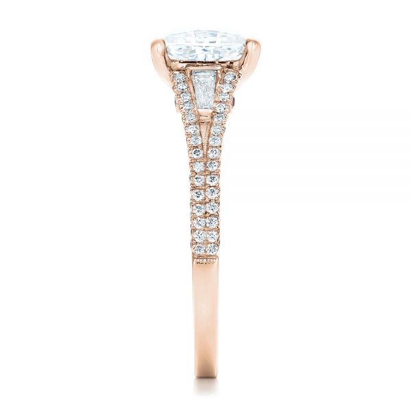 14k Rose Gold 14k Rose Gold Custom Diamond And Pink Tourmaline Engagement Ring - Side View -  102324