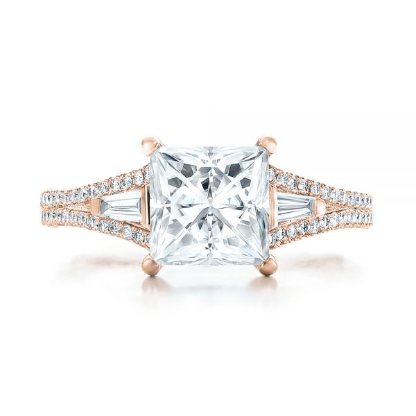 18k Rose Gold 18k Rose Gold Custom Diamond And Pink Tourmaline Engagement Ring - Top View -  102324