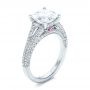 18k White Gold Custom Diamond And Pink Tourmaline Engagement Ring - Three-Quarter View -  102324 - Thumbnail