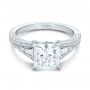 18k White Gold Custom Diamond And Pink Tourmaline Engagement Ring - Flat View -  102324 - Thumbnail