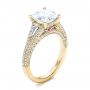 14k Yellow Gold 14k Yellow Gold Custom Diamond And Pink Tourmaline Engagement Ring - Three-Quarter View -  102324 - Thumbnail