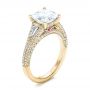 18k Yellow Gold 18k Yellow Gold Custom Diamond And Pink Tourmaline Engagement Ring - Three-Quarter View -  102324 - Thumbnail