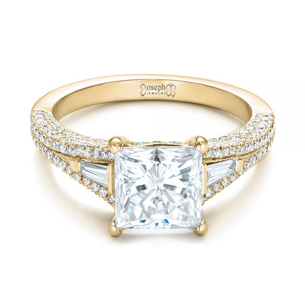 14k Yellow Gold 14k Yellow Gold Custom Diamond And Pink Tourmaline Engagement Ring - Flat View -  102324