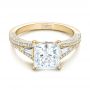 14k Yellow Gold 14k Yellow Gold Custom Diamond And Pink Tourmaline Engagement Ring - Flat View -  102324 - Thumbnail