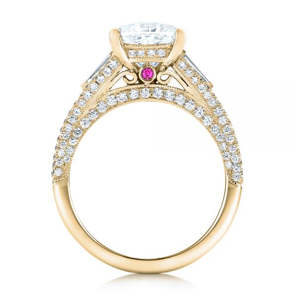 14k Yellow Gold 14k Yellow Gold Custom Diamond And Pink Tourmaline Engagement Ring - Front View -  102324