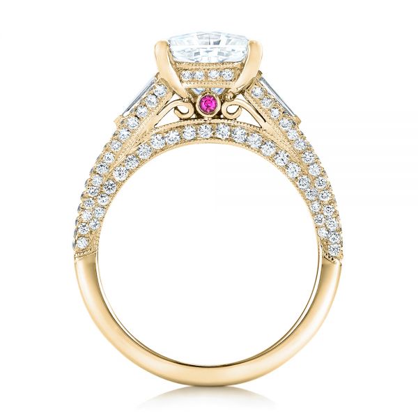 18k Yellow Gold 18k Yellow Gold Custom Diamond And Pink Tourmaline Engagement Ring - Front View -  102324