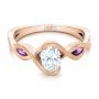 14k Rose Gold 14k Rose Gold Custom Diamond And Purple Sapphire Engagement Ring - Flat View -  102472 - Thumbnail