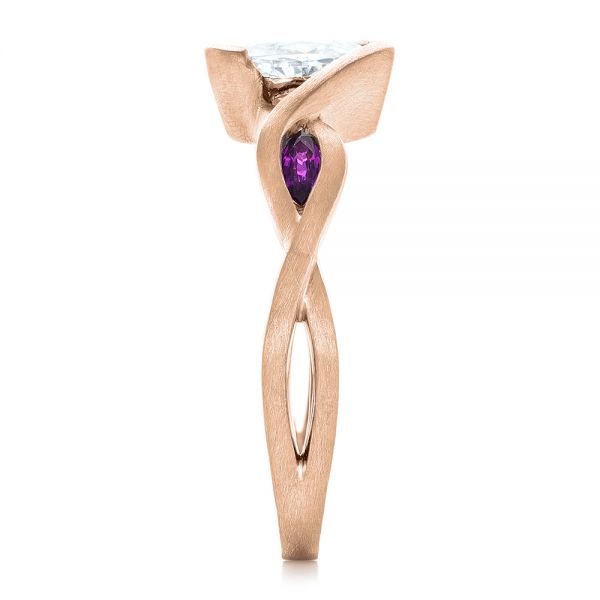 14k Rose Gold 14k Rose Gold Custom Diamond And Purple Sapphire Engagement Ring - Side View -  102472