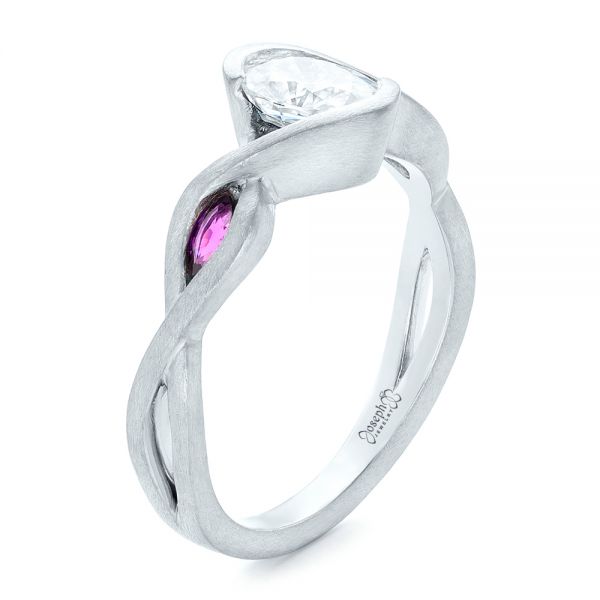  Platinum Platinum Custom Diamond And Purple Sapphire Engagement Ring - Three-Quarter View -  102472